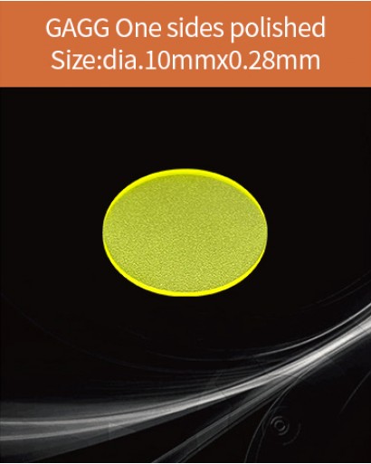 GAGG Ce scintillation crystal, GAGG Ce crystal, GAGG scintillator, Ce:Gd3Al2Ga3O12 crystal, dia.10x0.28mm