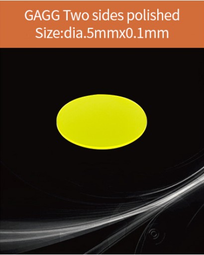 GAGG Ce scintillation crystal, GAGG Ce crystal, GAGG scintillator, Ce:Gd3Al2Ga3O12 crystal, dia.5x0.1mm