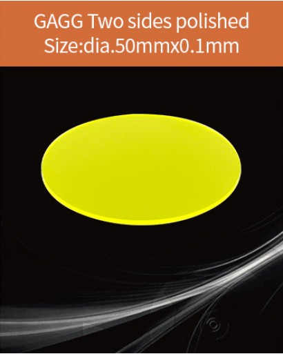 GAGG Ce scintillation crystal, GAGG Ce crystal, GAGG scintillator, Ce:Gd3Al2Ga3O12 crystal, dia.50x0.1mm