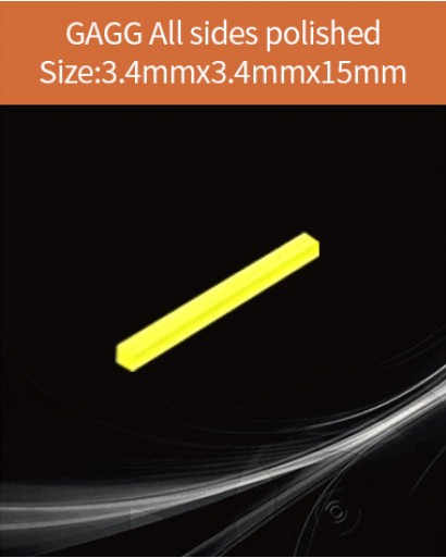 GAGG Ce scintillation crystal, GAGG Ce crystal, GAGG scintillator, Ce:Gd3Al2Ga3O12 crystal, 3.4x3.4x15mm