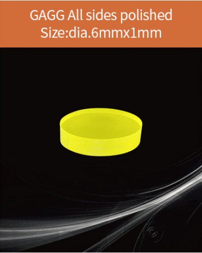 GAGG Ce scintillation crystal, GAGG Ce crystal, GAGG scintillator, Ce:Gd3Al2Ga3O12 crystal, dia.6x1mm