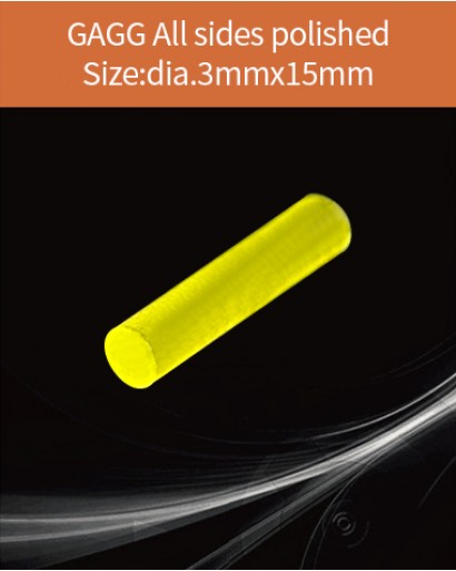 GAGG Ce scintillation crystal, GAGG Ce crystal, GAGG scintillator, Ce:Gd3Al2Ga3O12 crystal, dia.3x15mm